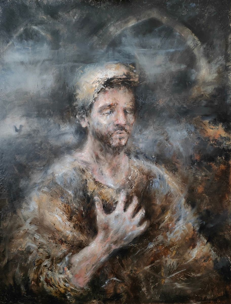 Gemälde von Damian Baginski: Die Verleugnung des Petrus, die Vergebung Jesu